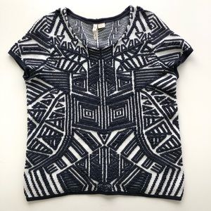 Anthropologie Moth Navy Blue Grey Pattern Sweater